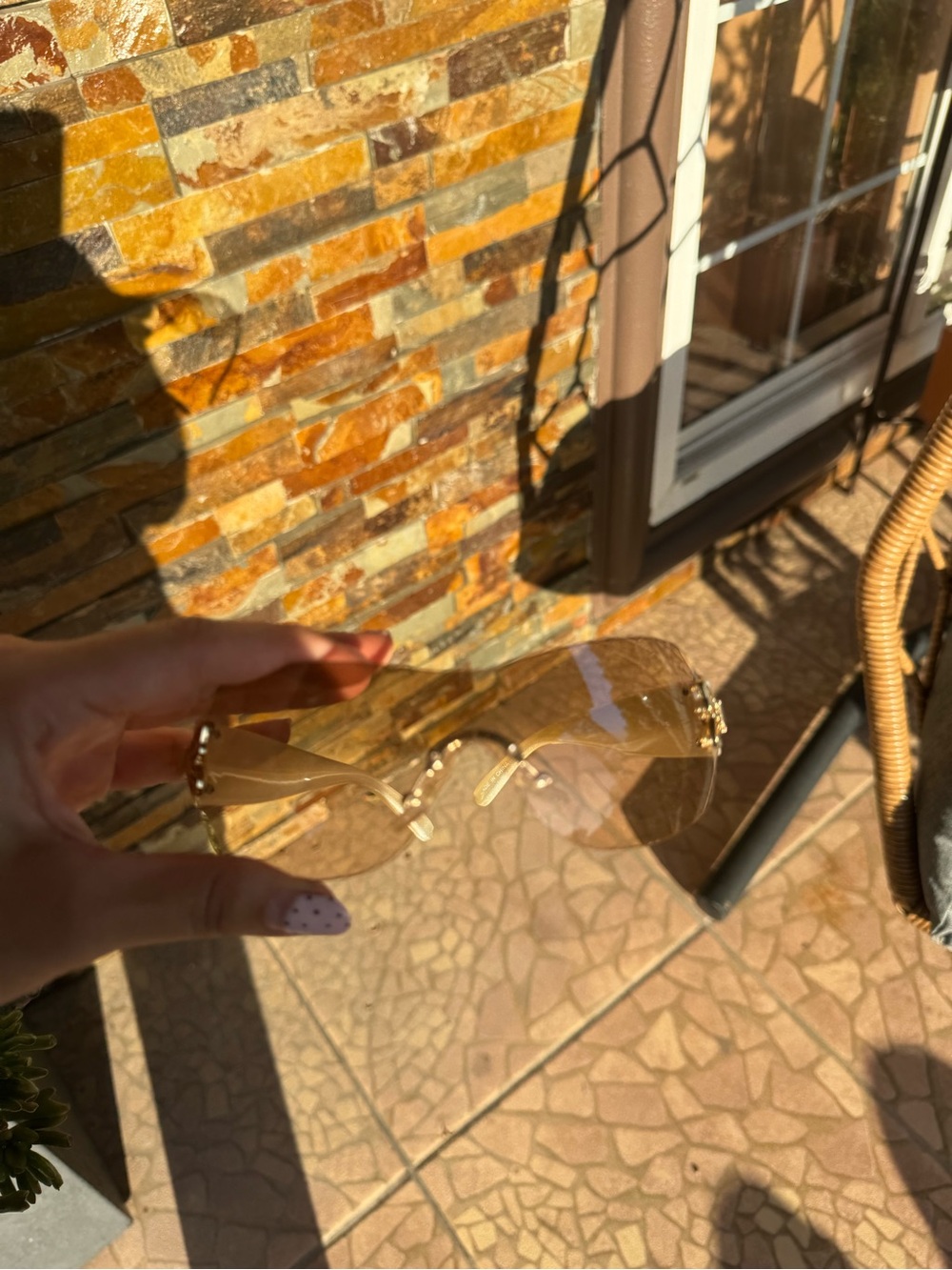 Gold Rimless Women's Sunglasses - Stylish Gold Tinted Lens